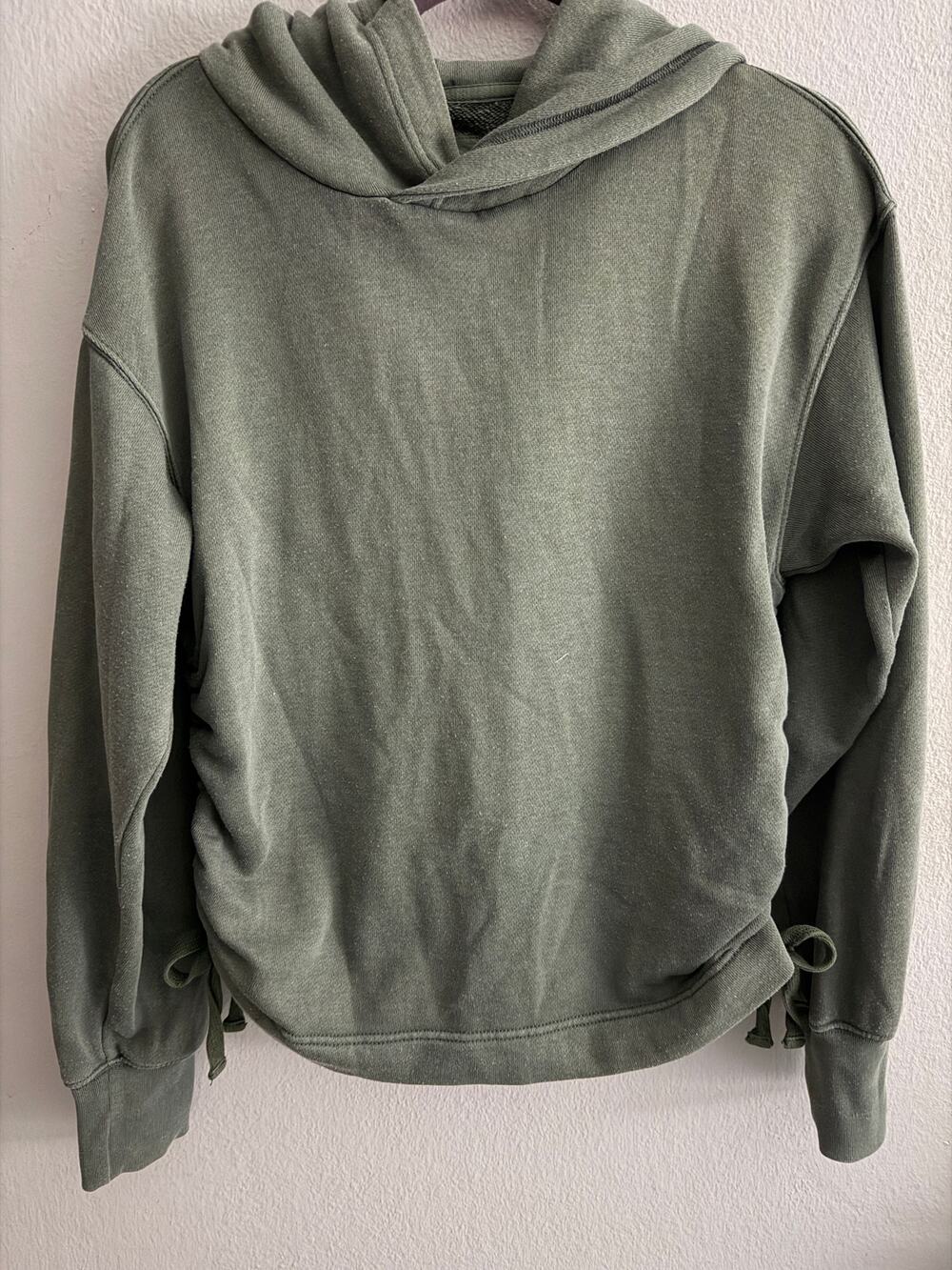 Aerie Side Ruched Tie Hoodie Green Size Small